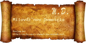 Milovánov Demetria névjegykártya